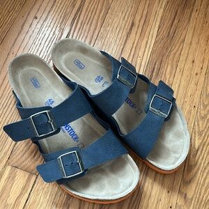 Birkenstock Arizona Birko-Flor Sandals blue Size 12-12.5 (45 Eur) soft footbed